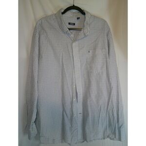 IZOD XXL Mens Long Sleeve Button Down Shirt Blue White Plaid Checkered